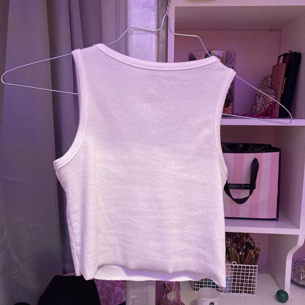 White Ribbed Tank Top - Picture 4 of 4